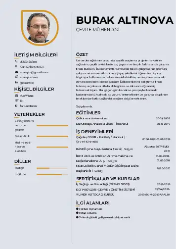 Çevre Mühendisi CV Örnekleri cv indir